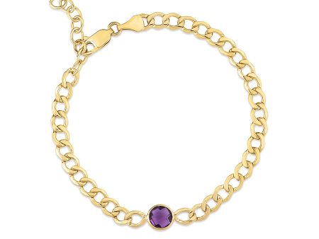 14K Amethyst Curb Chain Bracelet Sale