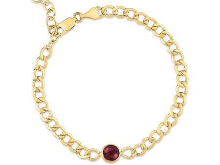 14K Garnet Curb Chain Bracelet Online Sale