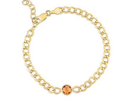 14K Citrine Curb Chain Bracelet For Cheap