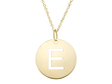 14K Gold Disc Initial E Necklace Sale