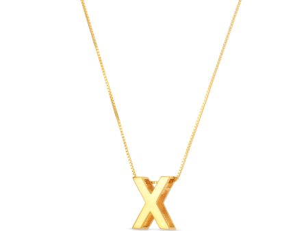 14K Gold Block Letter Initial X Necklace Hot on Sale