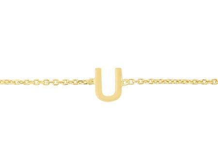 14K Mini Initial U Bracelet Fashion