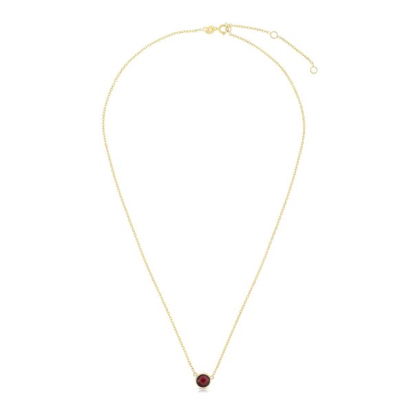 14K Gold & Garnet Solitaire Necklace Fashion