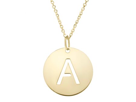 14K Gold Disc Initial A Necklace For Discount