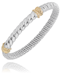 Sterling & 14k Twist Stackable Bangle Bracelet Fashion