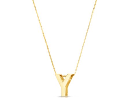 14K Gold Block Letter Initial Y Necklace Online Sale