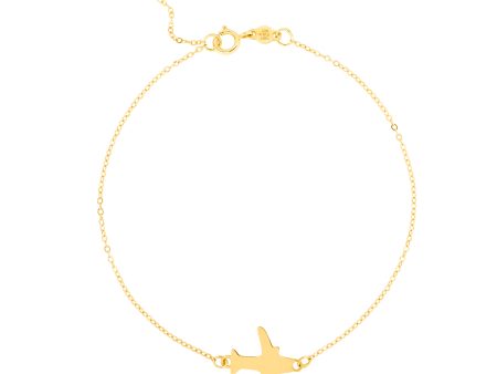 14K Gold Polished Airplane Bracelet For Sale