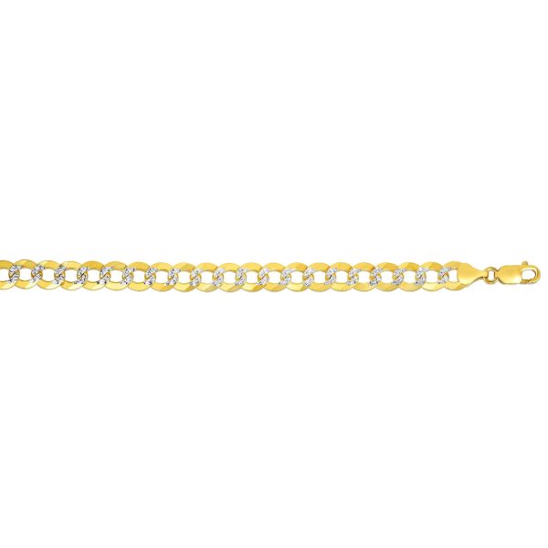 14K Gold 9.7mm White Pave Curb Chain Online Hot Sale