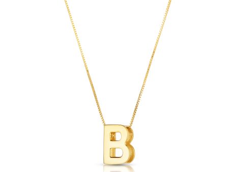 14K Gold Block Letter Initial B Necklace Sale