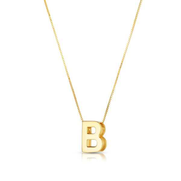 14K Gold Block Letter Initial B Necklace Sale