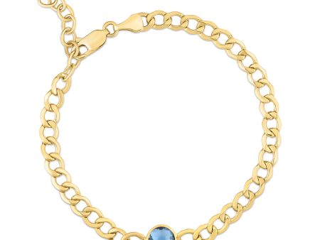 14K Blue Topaz Curb Chain Bracelet Cheap