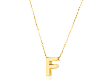 14K Gold Block Letter Initial F Necklace Cheap