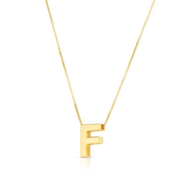 14K Gold Block Letter Initial F Necklace Cheap