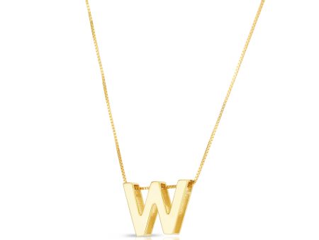 14K Gold Block Letter Initial W Necklace Discount