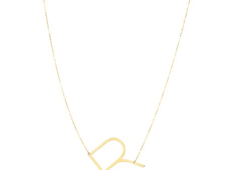 14K Gold Large Initial R Necklace Online now