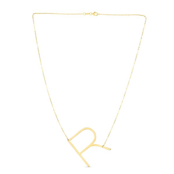 14K Gold Large Initial R Necklace Online now