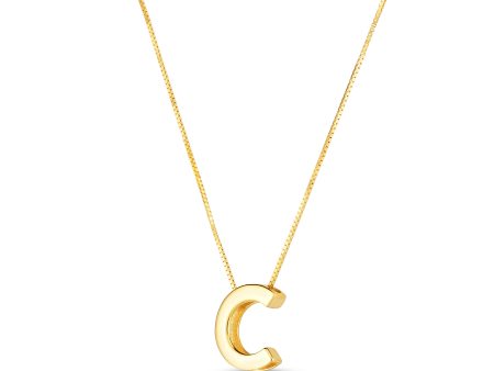 14K Gold Block Letter Initial C Necklace Online Hot Sale