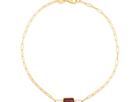 14K Garnet Paperclip Bracelet Discount