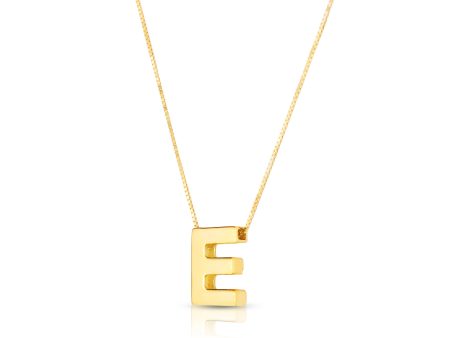 14K Gold Block Letter Initial E Necklace Online now