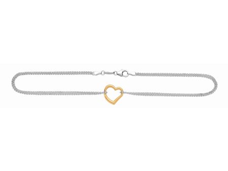 14K & Silver Heart Anklet Fashion