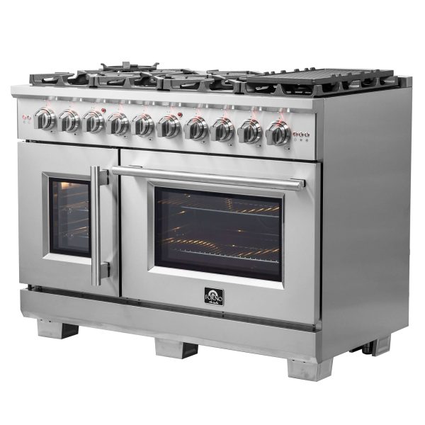 Forno Capriasca 48 in. 6.58 cu. ft. Left Swing Door Freestanding All Gas Range in Stainless Steel (FFSGS6460-48) Online