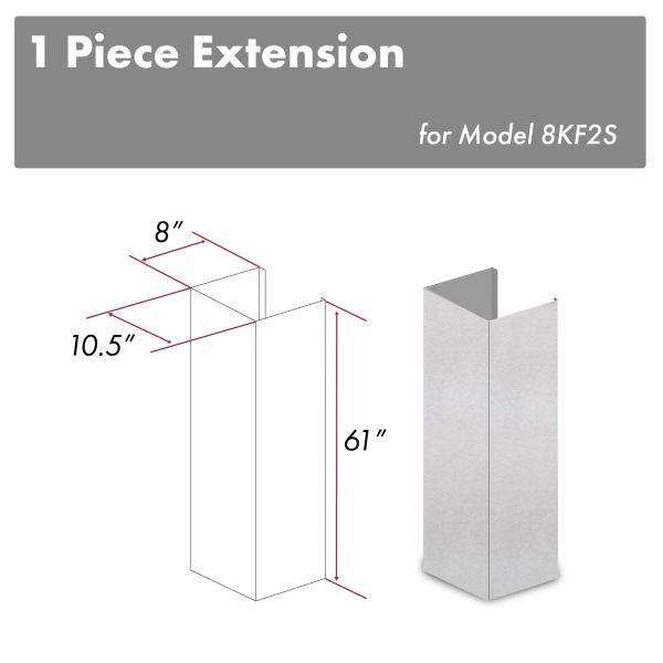 ZLINE 61 in. DuraSnow Stainless Steel Chimney Extension for Ceilings up to 12.5 ft. (8KF2S-E) Discount