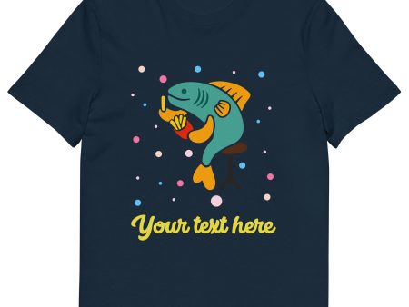 Personalised Custom Text - Organic Cotton Adults Unisex T-Shirt - London Doodles - Fish & Chips Fashion