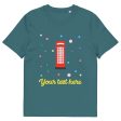 Personalised Custom Text - Organic Cotton Adults Unisex T-Shirt - London Doodles - Telephone Box For Cheap