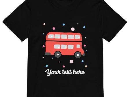 Personalised Custom Text - Organic Cotton Kids T-Shirt - London Doodles - Red Bus Sale