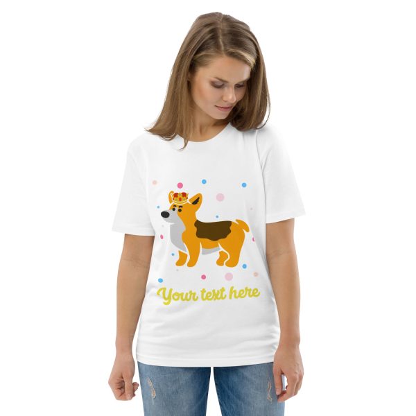 Personalised Custom Text - Organic Cotton Adults Unisex T-Shirt - London Doodles - Royal Corgi For Cheap