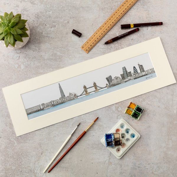 Katherine Jones London Skyline Print - 20 x 6 Inches For Sale