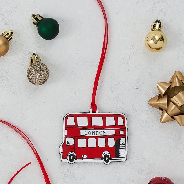 London Bus Wooden Christmas Decoration by Victoria Eggs Supply