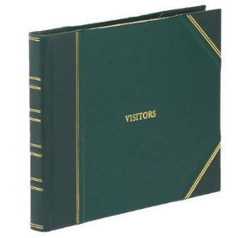 Classic Half Bound Plain Visitors Book, L22 x W28.5cm, Green Discount