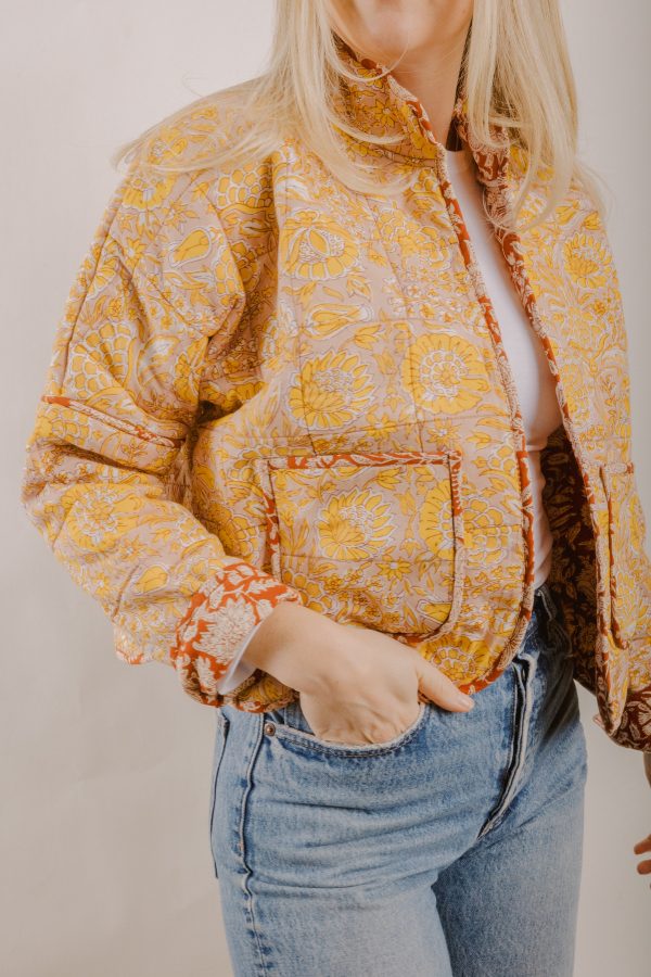 Peach Foster Quilted Jacket Online