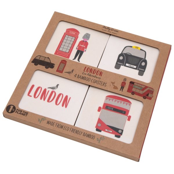 London Adventures Bamboo Coasters Set by Milly Green Discount