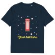 Personalised Custom Text - Organic Cotton Adults Unisex T-Shirt - London Doodles - Telephone Box For Cheap