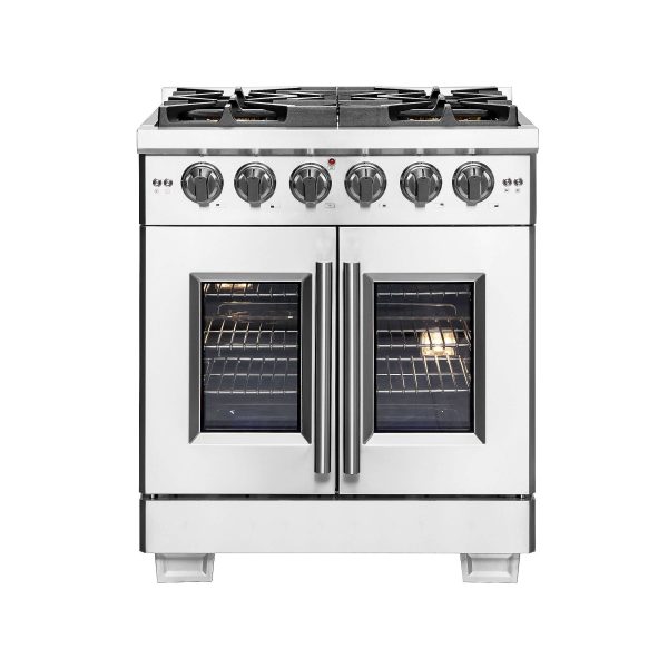 Forno Capriasca 30 in. 4.32 cu. ft. French Door Freestanding All Gas Range in Stainless Steel (FFSGS6460-30) For Cheap