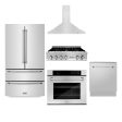 ZLINE Kitchen Package with Refrigeration, 30 in. Stainless Steel Rangetop, 30 in. Range Hood, 30 in. Single Wall Oven and 24 in. Tall Tub Dishwasher (5KPR-RTRH30-AWSDWV) Discount