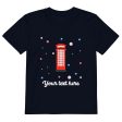 Personalised Custom Text - Organic Cotton Kids T-Shirt - London Doodles - Telephone Box Hot on Sale