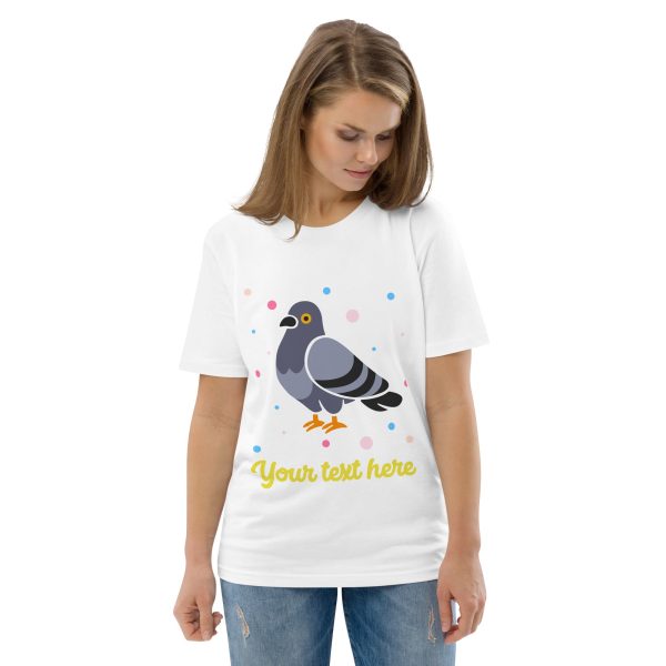 Personalised Custom Text - Organic Cotton Adults Unisex T-Shirt - London Doodles - Pigeon on Sale