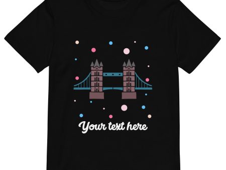 Personalised Custom Text - Organic Cotton Kids T-Shirt - London Doodles - Tower Bridge For Sale