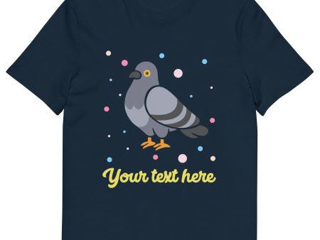 Personalised Custom Text - Organic Cotton Adults Unisex T-Shirt - London Doodles - Pigeon on Sale