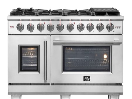 Forno Capriasca 48 in. 6.58 cu. ft. Left Swing Door Freestanding All Gas Range in Stainless Steel (FFSGS6460-48) Online