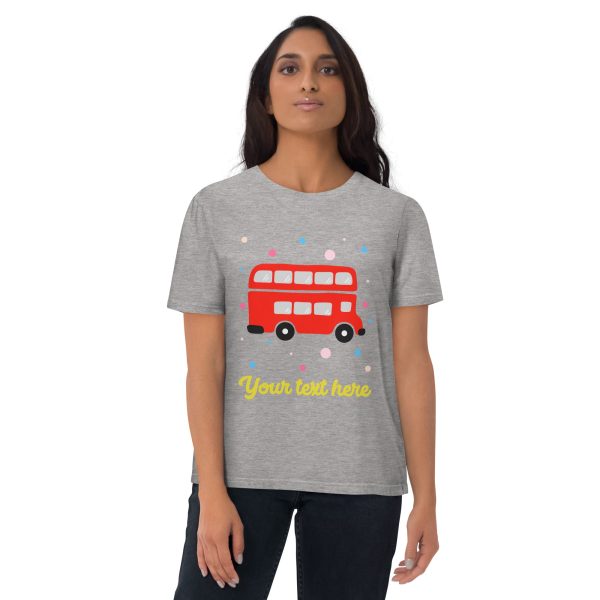 Personalised Custom Text - Organic Cotton Adults Unisex T-Shirt - London Doodles - Red Bus Online Sale