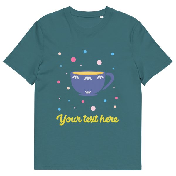 Personalised Custom Text - Organic Cotton Adults Unisex T-Shirt - London Doodles - Cup Of Tea Online Hot Sale