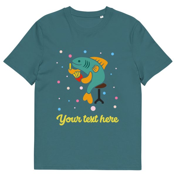 Personalised Custom Text - Organic Cotton Adults Unisex T-Shirt - London Doodles - Fish & Chips Fashion