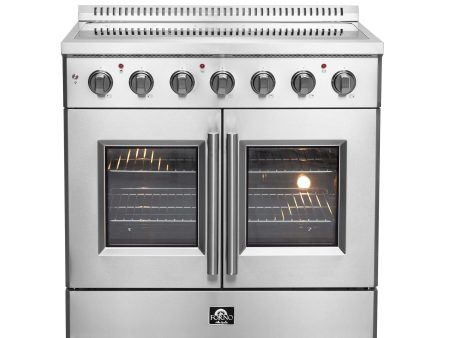 Forno Galiano 36 in. 5.36 cu. ft. French Door Freestanding All Electric Range in Stainless Steel (FFSEL6917-36) Hot on Sale