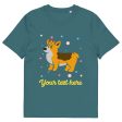 Personalised Custom Text - Organic Cotton Adults Unisex T-Shirt - London Doodles - Royal Corgi For Cheap