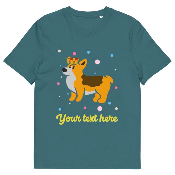 Personalised Custom Text - Organic Cotton Adults Unisex T-Shirt - London Doodles - Royal Corgi For Cheap