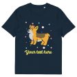 Personalised Custom Text - Organic Cotton Adults Unisex T-Shirt - London Doodles - Royal Corgi For Cheap